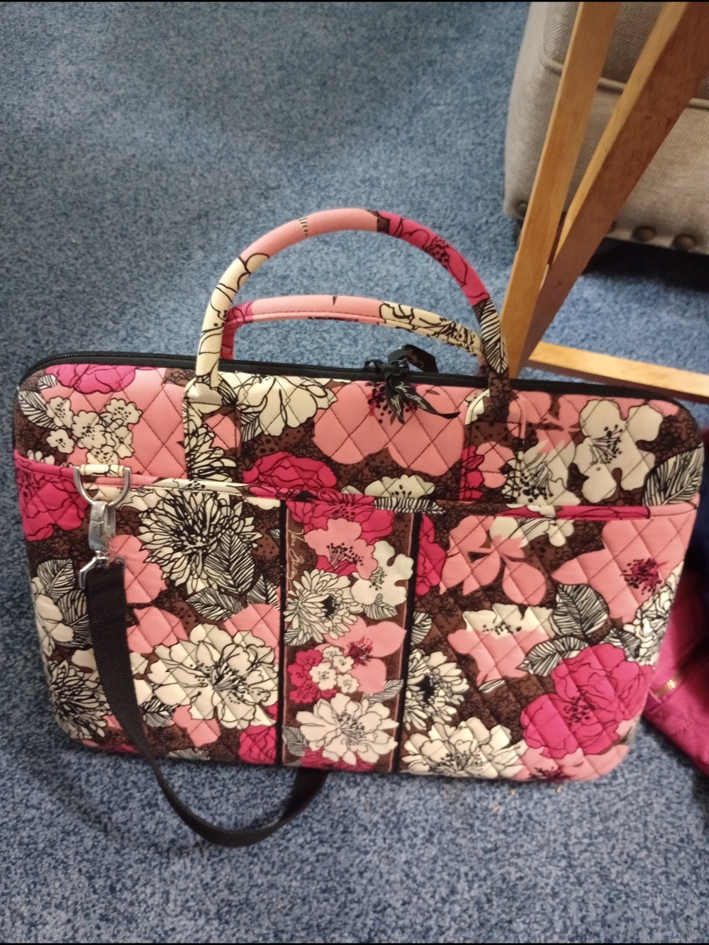 Vera Bradley Pink Floral Quilted Laptop Bag